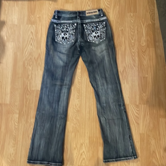 Platinum Plush Jeans, Size 5, 30” inseam, low rise, distressed, black/grey color - Picture 2 of 4